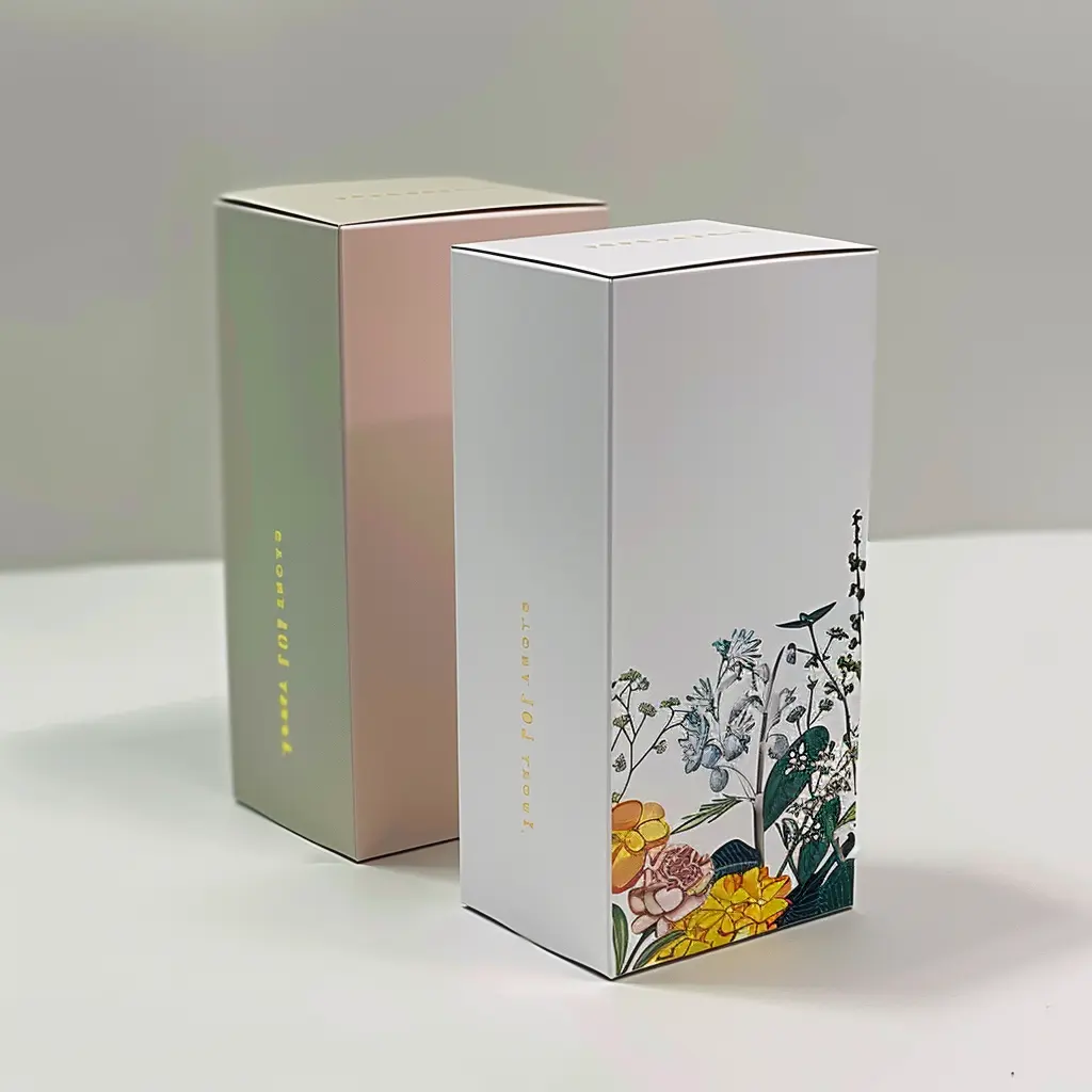 Cosmetics packaging low moq 50 ml 100 ml perfume box boxes for sunscreen packaging own logo paper cosmetic products box