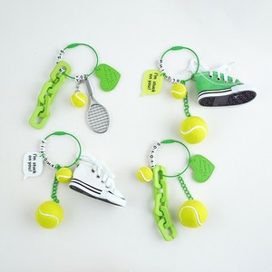 Porte-clés en toile amusant avec ballon de tennis et raquette, lettres combinées, pour les amateurs de sport, accessoires de sac et de voiture, breloques - Product Image 1