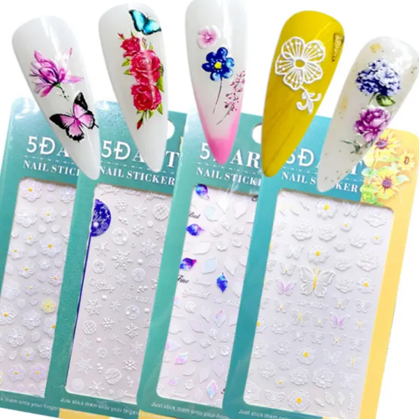 2021 wholesale 5D colorful sticker nail art decoration