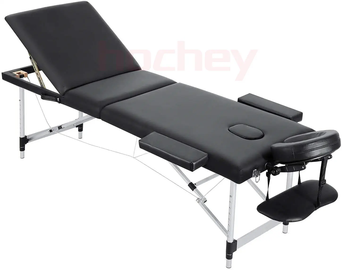 Hochey Custom 2 Section Folding Luxury Wooden Adjust Black Massage Table Tattoo Table Massage Bed