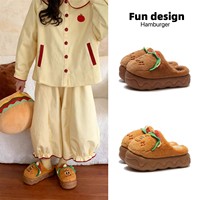 XIXITIAO Peluche Hamburger Virale pour Filles, Douce et Moelleuse, avec Semelle Épaisse en EVA Thermique Antidérapante, Idéale pour la Maison, le Dortoir et comme Cadeau d'Hiver