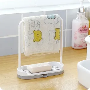 Étagère de rangement pliable simple en plastique couleur unie pour cuisine, écologique, avec égouttoir pour serviettes, éponges, chiffons et support à savon suspendu - Product Image 4