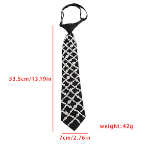 Corbata Decorativa con Perlas Cosida a Mano, Negra Monocromática, Accesorio Casual para Mujer, Regalo de San Valentín - Product Image 4
