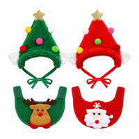 Costume de Noël pour chien et chat, avec chapeau et bavoir, en polyester, tenue festive, Chine