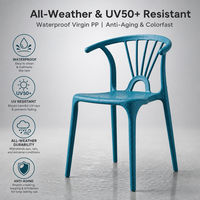 Chaise de bistrot d'extérieur robuste, chaise à bras contemporaine empilable en plastique pour terrasse et jardin commerciaux