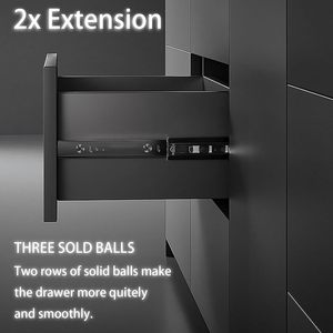 Soft Close Drawer Runners Three Section Full Extension Telescopic Rail Side Mounted for Bedroom <b>Kitchen</b> Cabinet Hardware - Product Image 2