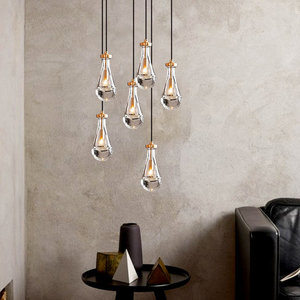 Cozee Lighting Nordic Brass Metal Water Drop Shape Chandeliers pendant Lights <strong>Rain</strong> drop crystal <strong>lamp</strong> Vintage Antique lighting - Product Image 5