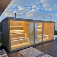 Cabine de sauna extérieure moderne en bois massif de qualité supérieure, salle de douche de sauna avec combinaison de bain spa avec panneau de commande informatique