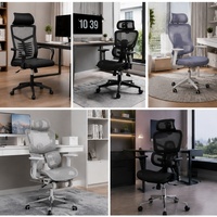 Chaise de bureau pivotante ergonomique pour la maison et le travail 145 °   Fauteuil de direction inclinable, confortable et réglable, avec dossier en mesh
