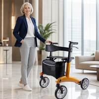 Déambulateur en fibre de carbone pour seniors, pour une vie active et la marche en extérieur, ultra léger (6,4 kg) avec siège pliable