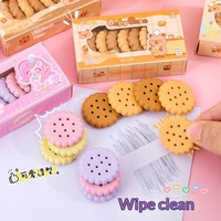 Gommes à effacer créatives en forme de biscuits de dessin animé, simulation de collations, moins de miettes, gommes en caoutchouc pour étudiants, papeterie en gros pour les écoles