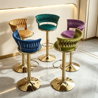 Tabouret de bar pivotant moderne en velours de style nordique, chaise réglable en hauteur avec repose-pieds pour comptoir de cuisine ou bar