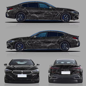 Film adhésif pour voiture NIKO Super Glossy Blue Marble Vinyl Wrap, design personnalisé, 1,52*20m, PVC 3 plis, autocollant pour voiture - Product Image 3