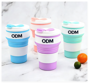 Tasse pliable portable en silicone résistante aux hautes températures et anti-chute pour les voyages, avec ventouse pour le lait des bébés et des parents - Product Image 1