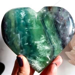 Wholesale Natural Feather Fluorite Heart | Solid Mineral Specimen , Ideal for Home/Office Decor, Unique Holiday Party <b>Gift</b> - Product Image 3