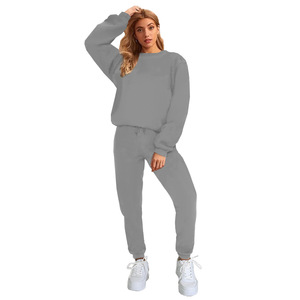 Hot Sell <strong>Plus</strong> <strong>Size</strong> Jogger Crewneck <strong>Pullover</strong> Outfits Custom Embroidery Logo Sexy Tracksuits 2 Piece Sports Leisure Women'S Sets - Product Image 2
