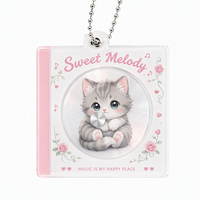 Gantungan Kunci Akrilik Casing CD Putar Kawaii, Cetak Kustom, Liontin Akrilik Transparan, Aksesoris Tas Anime Lucu untuk Koleksi Penggemar