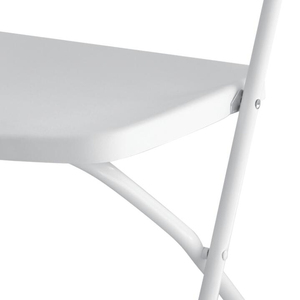 كرسي بلاستيكي أبيض قابل للطي شديد التحمل مع إطار حديدي للأعراس والحفلات الخارجية وورش العمل وفعاليات الحدائق - Product Image 3