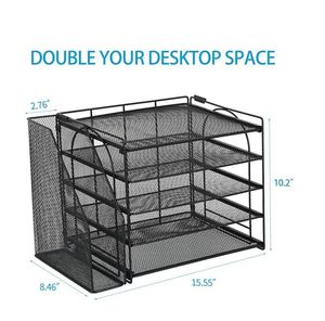 Metal Mesh Desk Organizers and Accessories 5 Tier Paper Organizer with <b>File</b> Holder <b>Document</b> Organizer China - Product Image 4