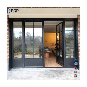 Pdp Fabriek Verkoop Postmoderne Stijl Aluminium Franse Dubbele Blad Openslaande Deur Met Glasvezel Scherm Voor Binnenkomst - Product Image 1