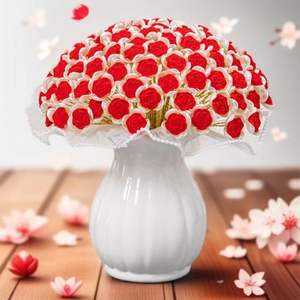 Ramo de 99 rosas de hilo de perlas tejidas a mano, paquete de materiales para manualidades, rosas de hilo de perlas tejidas a mano con cuentas - Product Image 3