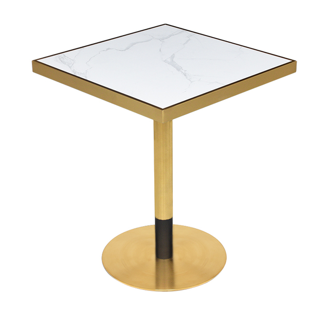 Dining Table Gold Stainless Steel Morden Round Marble Luxury Metal Modern Restaurant Furniture Wooden Dining Table Set 250*250mm