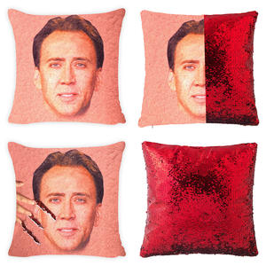 Custom con paillettes reversibili sublimazione federa cuscino teca Nicolas Cage Design Anti-acaro Anti-polvere antistatico 100% poliestere - Product Image 3