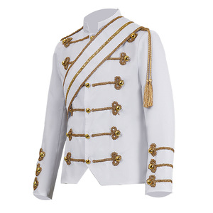 Traje de Lentejuelas de Color Blanco y Negro para Cantante Medieval, Actuación en Escenario, Estilo Rocker, Disfraz de Halloween Unisex de Poliéster - Product Image 4