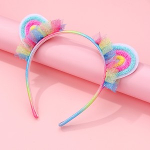 New Simple Style Children's Hairband Girly <b>Sweet</b> Cute Fabric Cat Ear Headwear Headband for Kids - Product Image 1