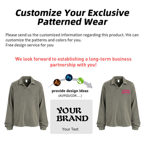 Camiseta Vintage Lavada y Desgastada de 400g, Tejido Grueso 100% Algodón, Cuello Camisero, Bordes Desgastados, Manga Larga, Corte Holgado - Product Image 4