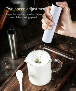 Mousseur à lait électrique rechargeable en acier inoxydable, 3 vitesses, fouet à main, batteur à café, mousseur à cappuccino USB - Product Image 5
