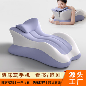 Ergonomic U Shape Prone Sleeping Pillow For Phone Reading Support Moderate Neck Relief Bedroom Car Use - Product Image 3