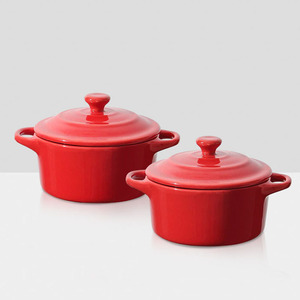 Plats à Four en Céramique Personnalisés pour Gâteaux <span class=keywords><strong>au</strong></span> <span class=keywords><strong>Fromage</strong></span> Pots Colorés Remekins avec Couvercle et Poignées - Product Image 4