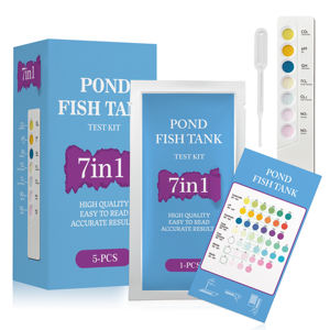 Tiras de Teste para Aquário, <span class=keywords><strong>Kit</strong></span> de Teste 7 em 1 para Tanque de Peixes de Água Doce e Salgada, Nitrato, Nitrito, Cloro, Dureza, Alcalinidade, Carbonato - Product Image 2