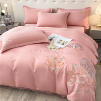 Ensemble de housse de couette et de drap de lit imprimé en broderie florale 3D de luxe, motif floral moderne, vente en gros pour la chambre à coucher, utilisation hôtelière