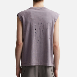 Leduo Tùy Chỉnh Đau Khổ Người Đàn Ông Của T Áo Sơ Mi Cotton Jersey Crop Cơ Bắp Tee Thoáng Khí Crop Tops Retro Lỗ Mùa Hè Không Tay T Cho Nam Giới - Product Image 4