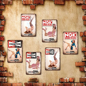 Plaques murales rétro en métal vintage en forme de bougies d'allumage pour garage, atelier, décoration murale, bar, cadeau pour les passionnés de mécanique automobile, art mural - Product Image 2