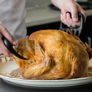 Carbon Steel Nonstick Roasting <strong>Pan</strong> With Rack <strong>Turkey</strong> <strong>Roaster</strong> <strong>Pan</strong> With V-Shaped Grill &amp; Handles - Product Image 4