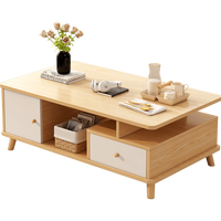 Table basse carrée simple et moderne avec rangement, idéale pour les espaces de détente