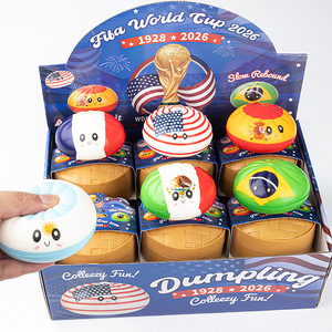 Country Flag Squeeze Toy Gift <b>Blind</b> Box Stress Relief Toys Colorful Slow Rebound Dumplings with Steamer Buns - Product Image 5