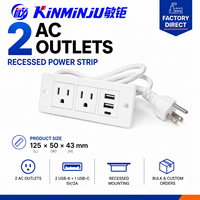 Gizli Gömme Endüstriyel Masa Üstü Priz Çoklayıcı 2 AC Priz 2 USB-A 1 USB-C Giriş 1.5m Kablo IP54-Ev/Ofis Kullanımı 15A