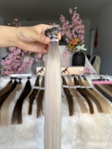 T16A 60A Ombre biondo frassino Nano anello per <span class=keywords><strong>capelli</strong></span> Extension europea colore <span class=keywords><strong>chiaro</strong></span> grezzo <span class=keywords><strong>capelli</strong></span> di cheratina lisci con punta Nano - Product Image 4