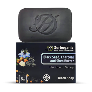 Herboganic Organic Handmade Black Seed Charcoal & Shea Butter Herbal Soap Bar for Acne Oil & Dark Spots-All Skin Types - Product Image 1