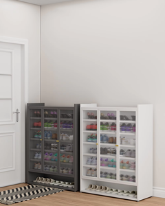 Armoire à chaussures moderne en métal avec <span class=keywords><strong>3</strong></span> <span class=keywords><strong>portes</strong></span> en verre, armoire à chaussures en métal, armoire de rangement pour chaussures pour le salon, l'entrée - Product Image 6