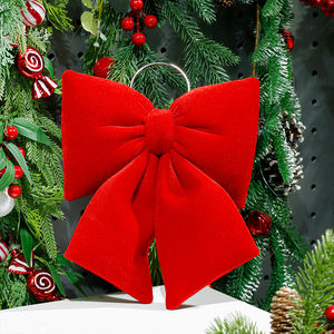 Shuangyuan โบว์สีแดงประดับต้นคริสต์มาสทำจากผ้าฝ้ายสำหรับตกแต่งงานปาร์ตี้ - Product Image 4