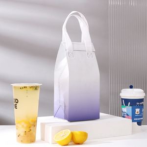 Milk Tea Non-Woven Insulation Self-sealing Thickened Film-coated Foldable Handled Portable Take-out Food Cooler Bag Custom - Product Image 4