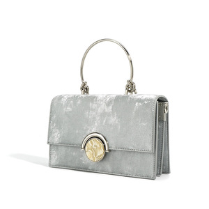 Sac à main <span class=keywords><strong>de</strong></span> luxe en cuir véritable argenté métallisé pour femme, sac bandoulière à rabat <span class=keywords><strong>de</strong></span> créateur, pochette é<span class=keywords><strong>l</strong></span>égante pour soirée - Product Image 3
