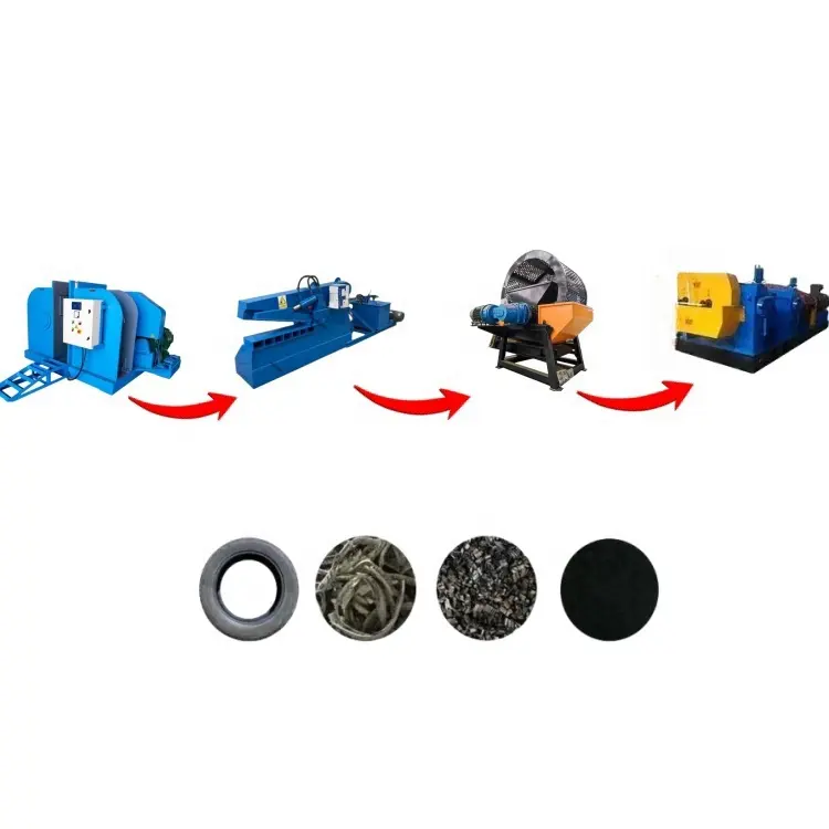 一流の全自動ゴム粉末製造プラント廃棄物タイヤ切断機ゴムリサイクル機
