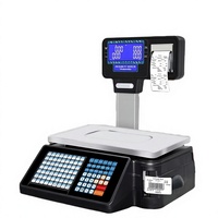 Báscula Veidt ACS-30KG con Impresión de Etiquetas Térmicas y Códigos de Barras, Pantalla Digital, Precisión de 1G para Caja Registradora de Tiendas Minoristas