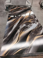 Marbre PVC brillant avec revêtement UV 600*1200mm, feuille de marbre plastique, panneau PVC 3mm avec revêtement UV